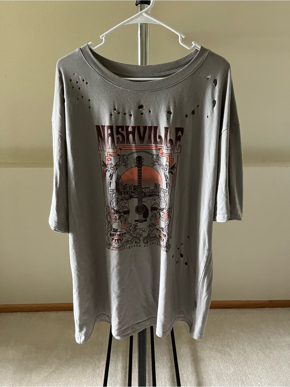 Nashville Graphic Oversized T-Shirt Dress - Gray